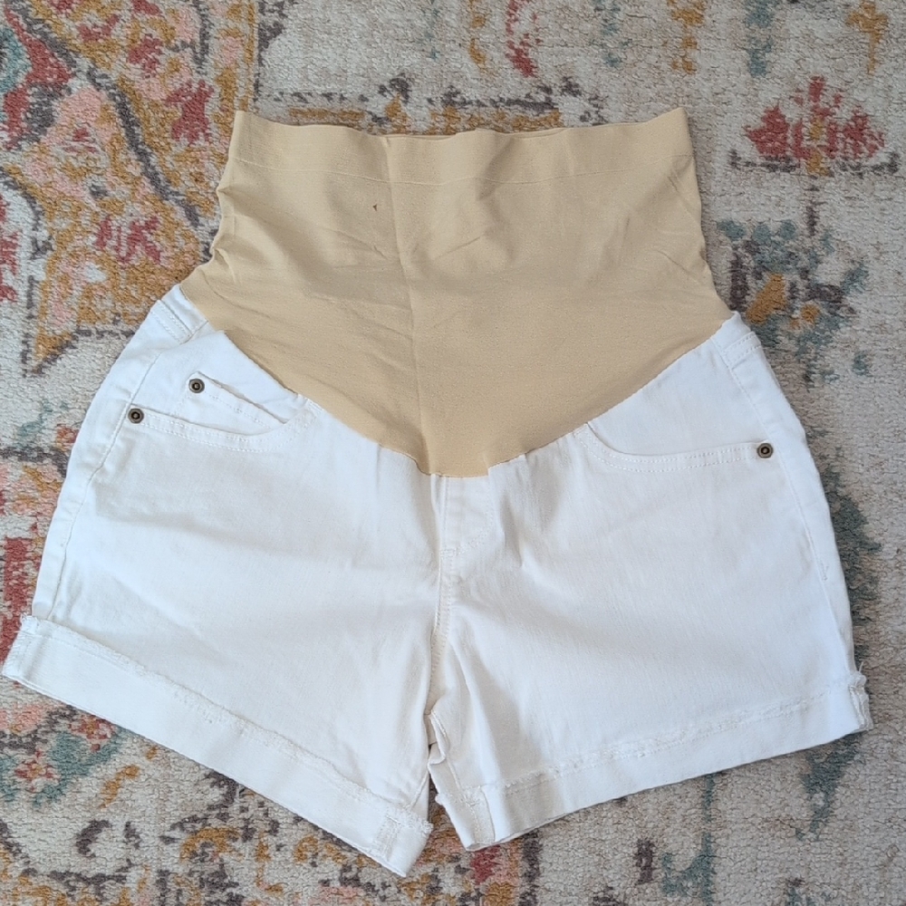 Women's Maternity White Shorts